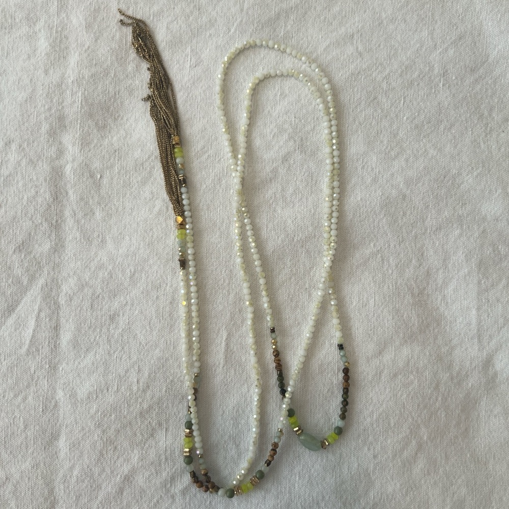 Crystal and stone beaded lariat necklace from Leif - Picture 4 of 5